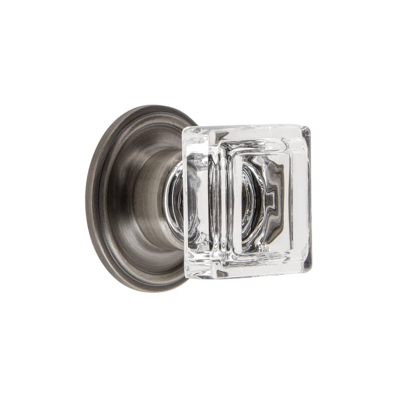 Grandeur CARR-CRYS-KNOB-GEO Carre 1-1/4" Square Crystal Cabinet Knob - Antique Pewter