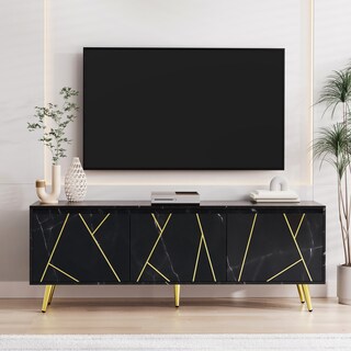 Sleek Black and Gold TV Stand