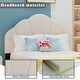 preview thumbnail 7 of 5, Beige Cute Velvet Platform Bed with Unique Flower Headboard, Seashell Shaped Upholstered Bed, No Box Spring Needed, Wooden Slats