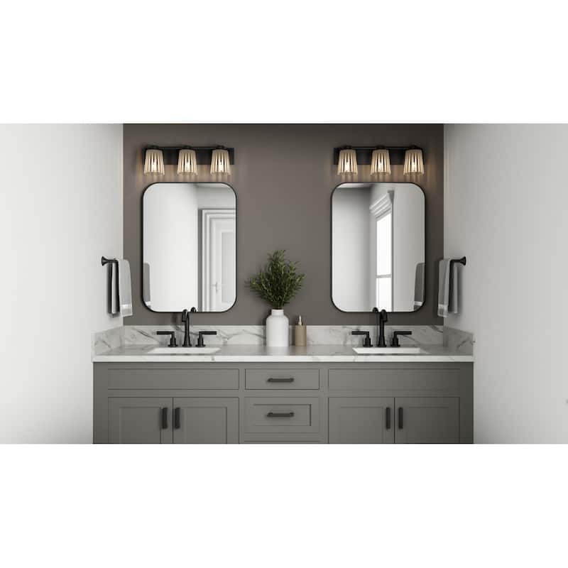 Gray 3-Light Matte Black Bath Light