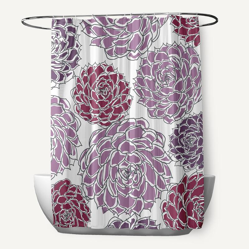 Olivia Floral Print Shower Curtain - Purple