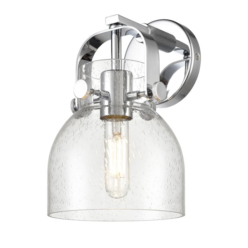 Innovations Lighting 423-1W-10-7 Pilaster II Bell Sconce Pilaster II - Polished Chrome / Seedy