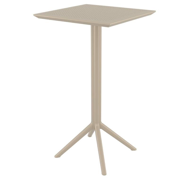 42.5" Taupe Brown Folding Square Outdoor Patio Bar Table