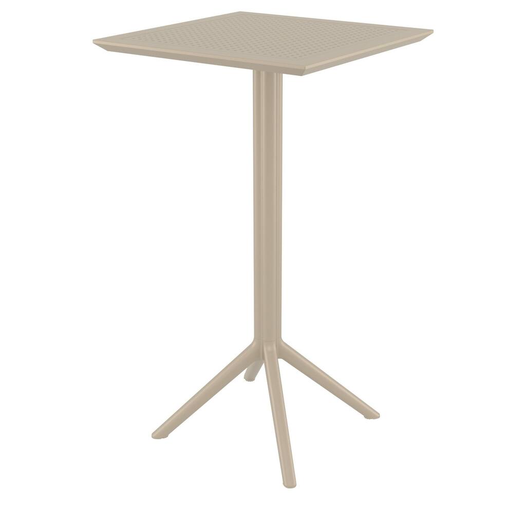 42.5" Taupe Brown Folding Square Outdoor Patio Bar Table
