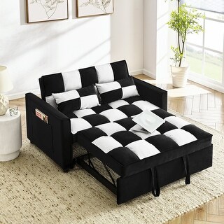 3 in 1 Convertible Sleeper Sofa Velvet Pull out Futon Sofa Bed - Bed ...