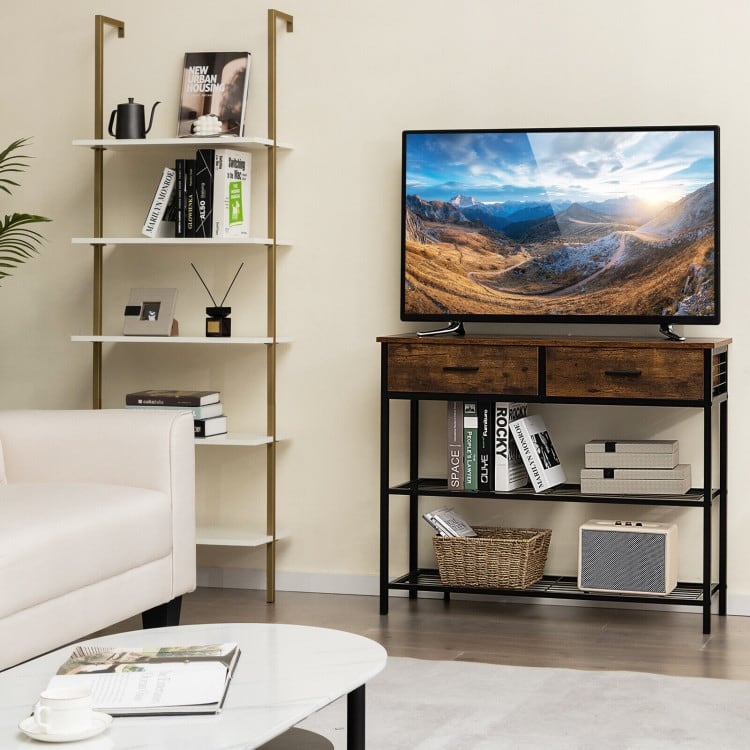 39.5 Inch Entryway Table with 2 Drawers and 2-Tier Shelves - 39.5" x 12" x 32" (L x W x H)