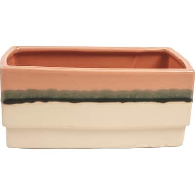 Metro Pink & Beige Rectangular Planter