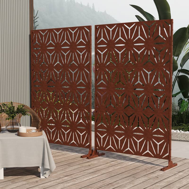 Outdoor Privacy Screen with Stand (Set of 2)