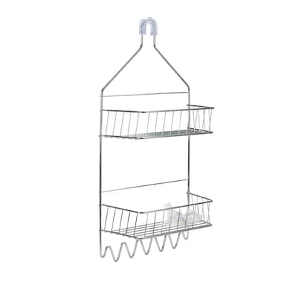 Bath Bliss 2 Tier Cabana Stripe Shower Caddy in Chrome - 10.63 x 4.69 x 22.05