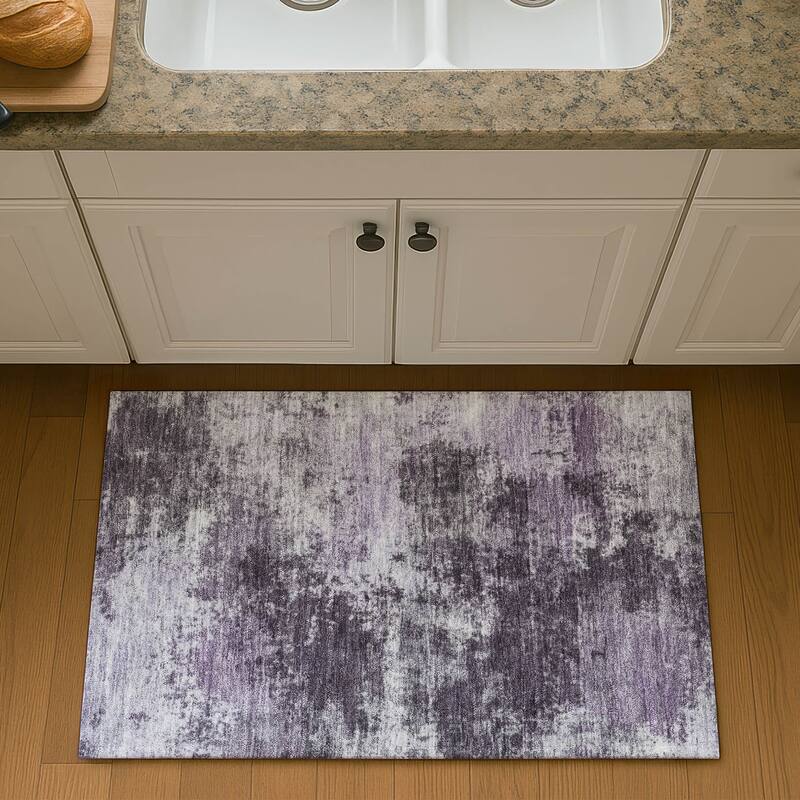 Premium Washable Super Soft Abstract Casual Mayfield Rug - Purple - 1'8" x 2'6"