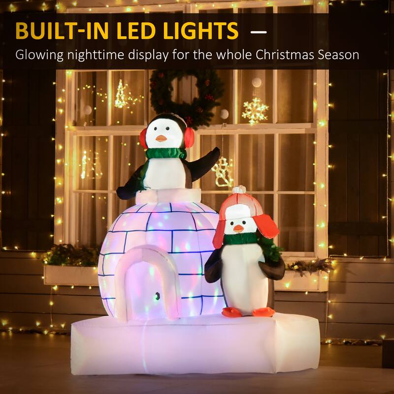 HOMCOM 5 ft. Inflatable Penguin Christmas Decoration with Colorful Igloo, Cute Christmas Decoration