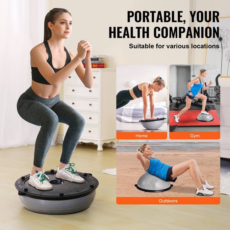 Half Balance Ball Trainer 23" for Full Body Workout, Home Gym Fitness