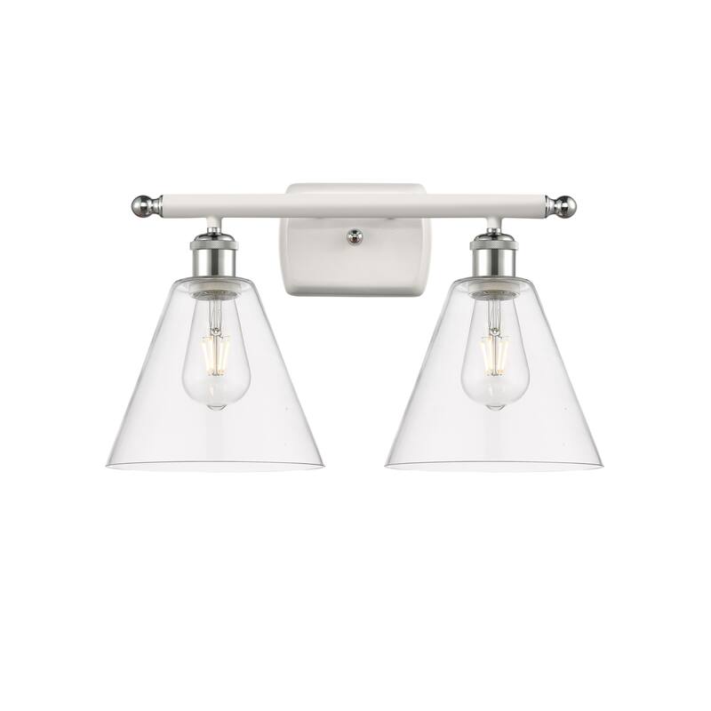 Innovations Lighting 516-2W-11-18 Berkshire Vanity Berkshire 2 Light - White and Polished Chrome / Clear