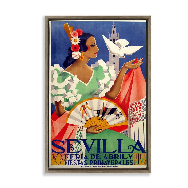 Stupell Seville Vintage Culture Framed Floater Canvas Wall Art Design By Marcus Jules - 21 x 31 - Brown