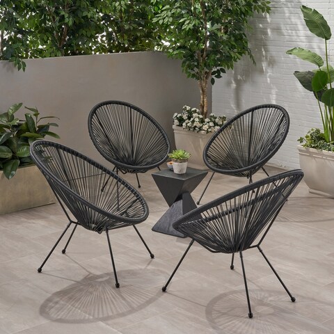 Anson Outdoor Steel/ PE Rattan Hammock Weave Chair (Set of 4) by Christopher Knight Home