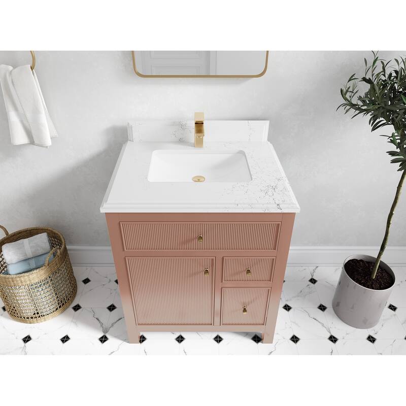 Willow Collections 30 in W x 22 in D Sonoma Free Standing Reeded Single Sink Bathroom Vanity with Countertop