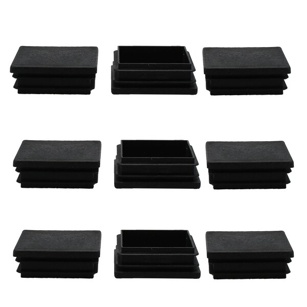 9pcs Plastic Rectangle 30 x 40mm Ribbed Tube Inserts Pipe Tubing End Cover Caps Furniture Glide Table Feet Floor Protector Black
