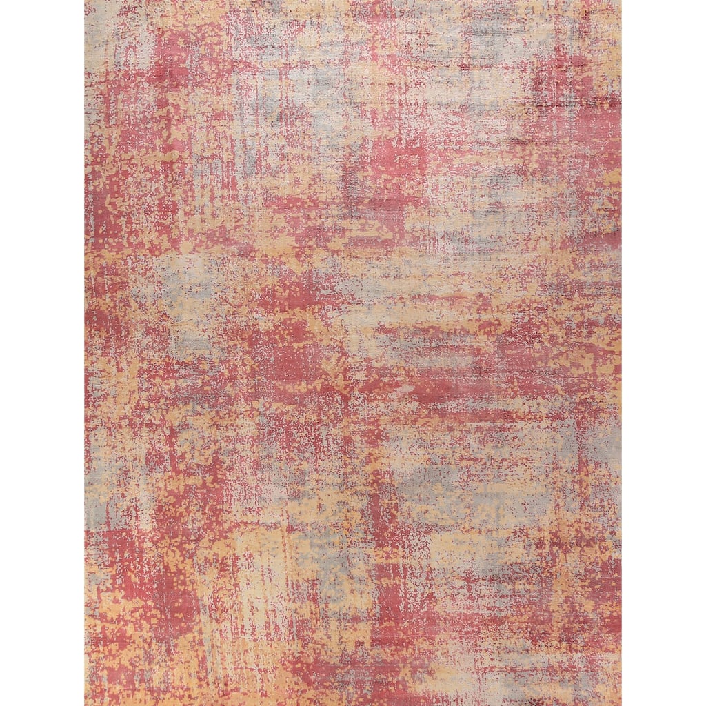 Contemporary Abstract Area Rug Hand-Knotted Wool Carpet - 7'11"x 10'3"