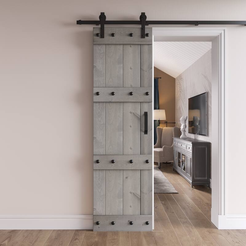 Coast Sequoia 24in./30in./36in. x 84in. Castle Series Pine Wood Sliding Barn Door With Hardware Kit