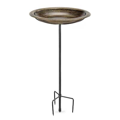 18" Beaded Copper Birdbath with Garden Pole