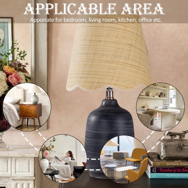 18.9" Ceramic LED Table Lamp, Living Room Lamps For End Tables