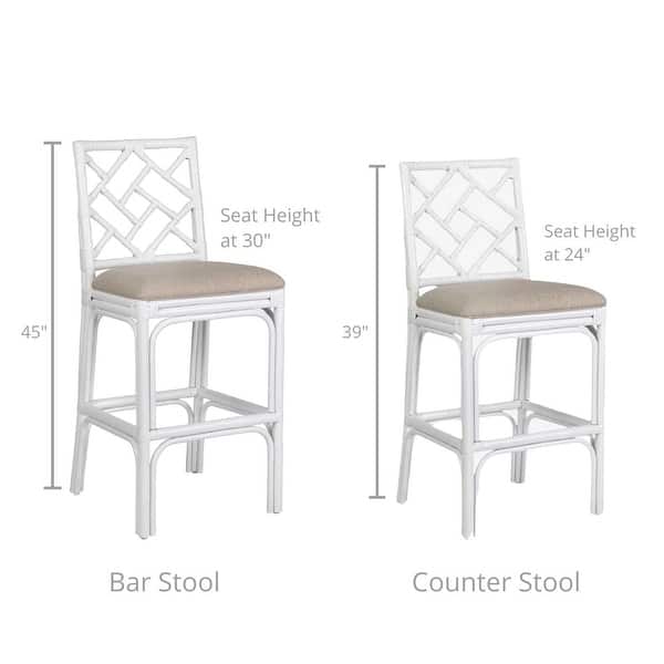 Natural Rattan Handmade Chippendale Cushioned Bar Stool by East at Main