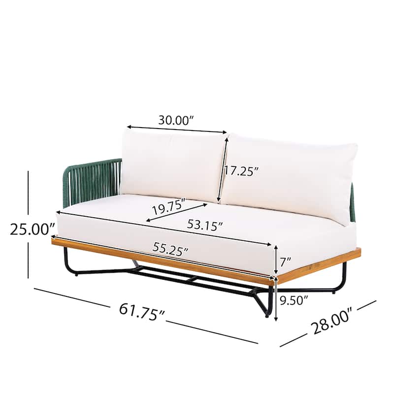 Christopher Knight Home - Evelyn Patio Outdoor Acacia Wood Rope Sofa Set