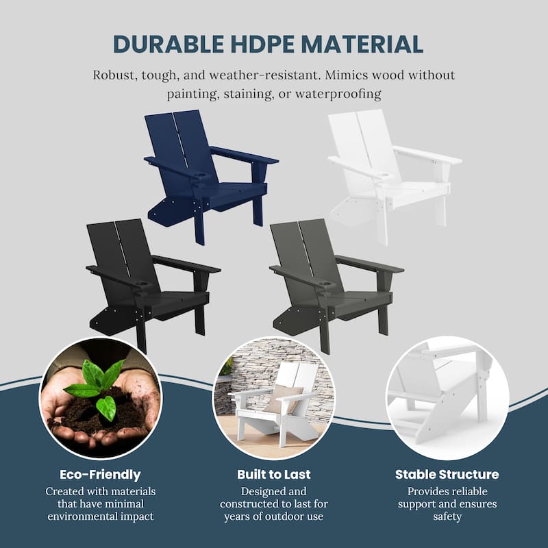 Coastin Modern Poly Adirondack Chair (Set of 4), Black