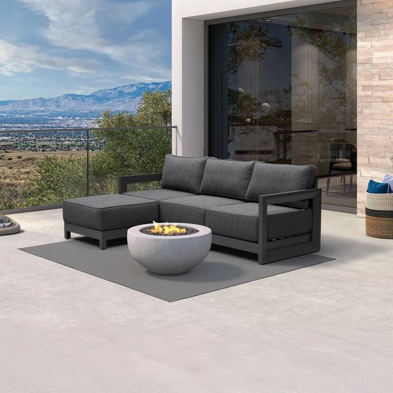 PURPLE LEAF Caesar Grey Sofas Sectionals 4-18 Piece with 9.6" Thick Cushion for Yard Porch Deck Outdoor Patio Conversation Sets - 3 Seats+1 Ottoman - L-shaped