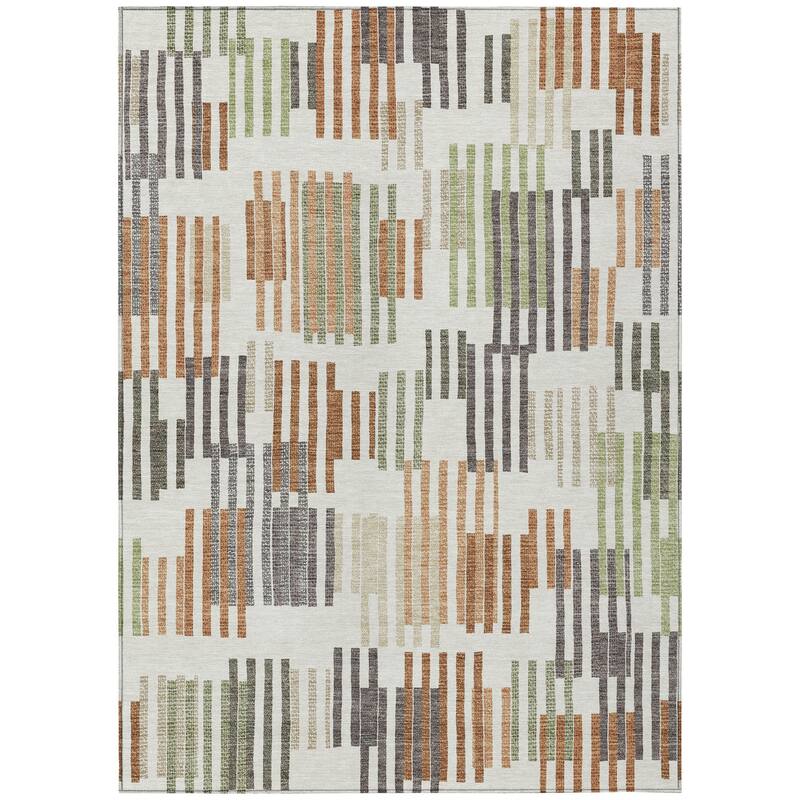 Machine Washable Indoor/ Outdoor Modern Pines Chantille Rug