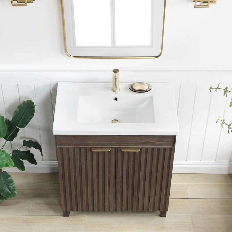 Palos Single Bath Vanity with Ceramic Basin Top without Mirror