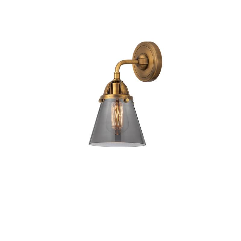 Innovations Lighting Nouveau 2 Cone - 1 Light 6" Sconce - Brushed Brass/Light Smoke