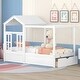 preview thumbnail 2 of 6, White Twin Size House Bed with Roof Window and Drawer