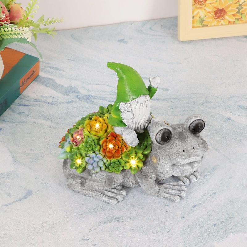 Solar Garden Outdoor Statues with LED Light - Frog