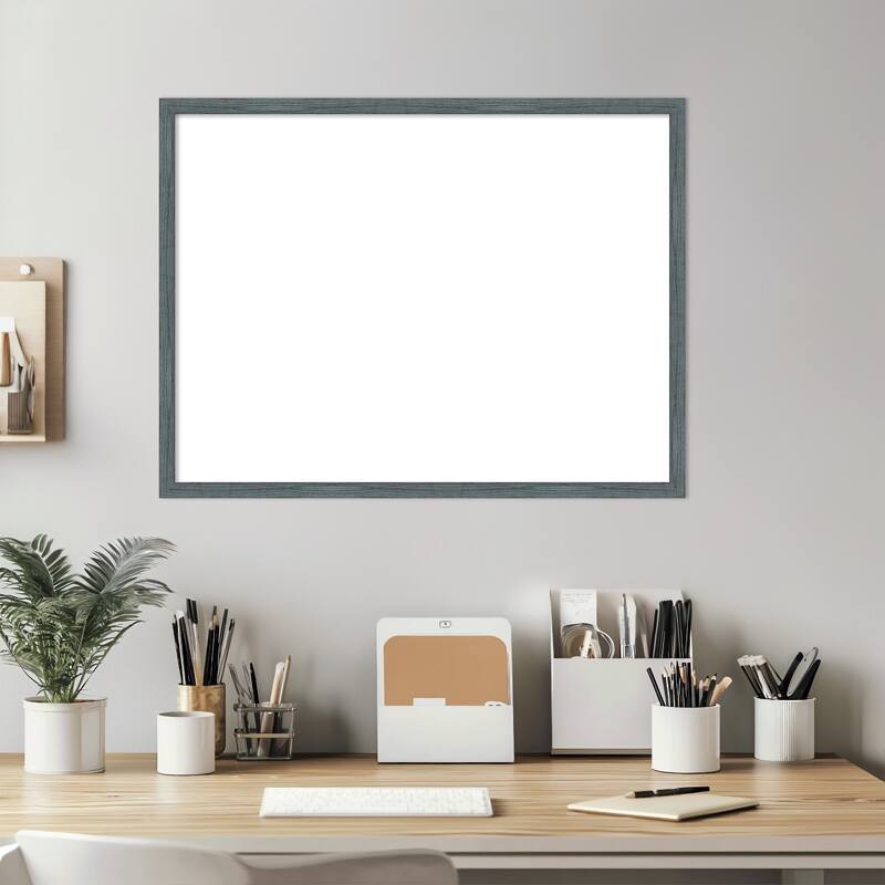 Amanti Art Dixie Blue Grey Rustic Narrow Framed Dry Erase Magnetic Board