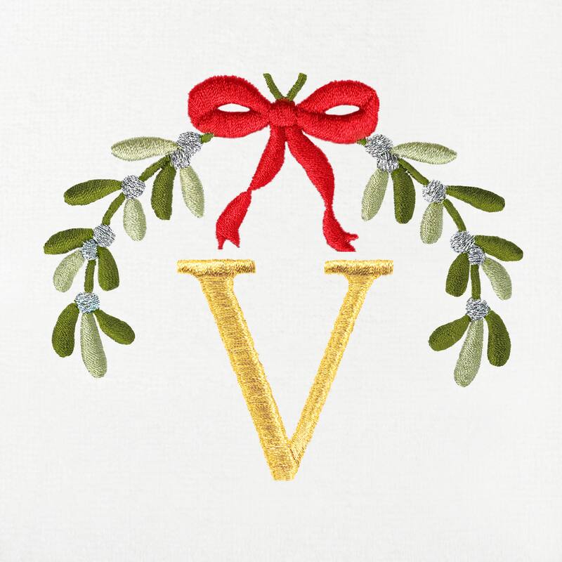 Authentic Hotel and Spa Christmas MISTLETOE MONOGRAM Embroidered Luxury 100% Turkish Cotton Hand Towels Set of 2