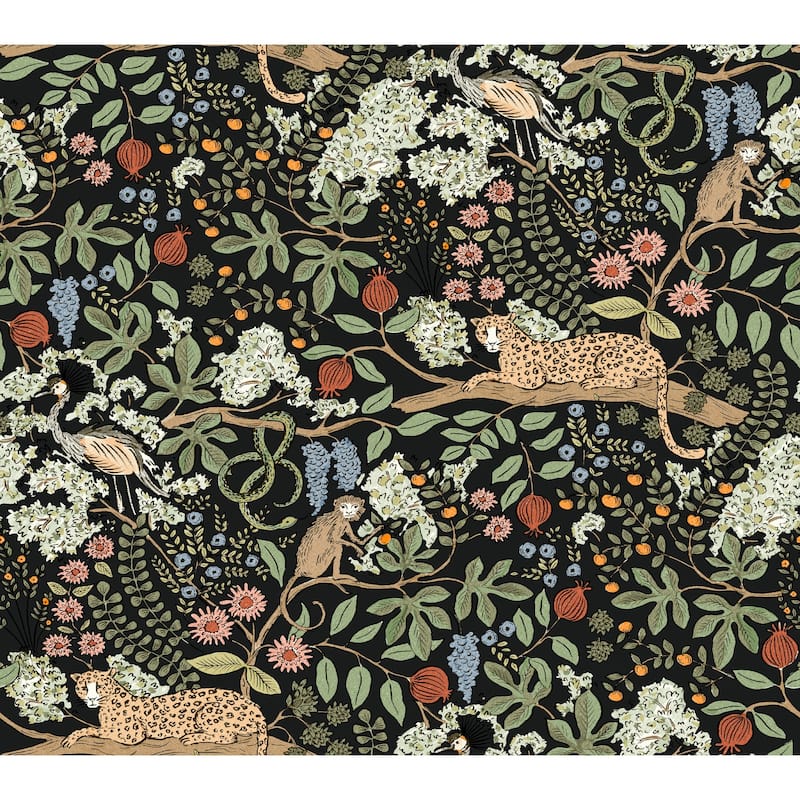 Rifle Paper Co. Safari Black Jungle Toile Premium Peel + Stick Wallpaper