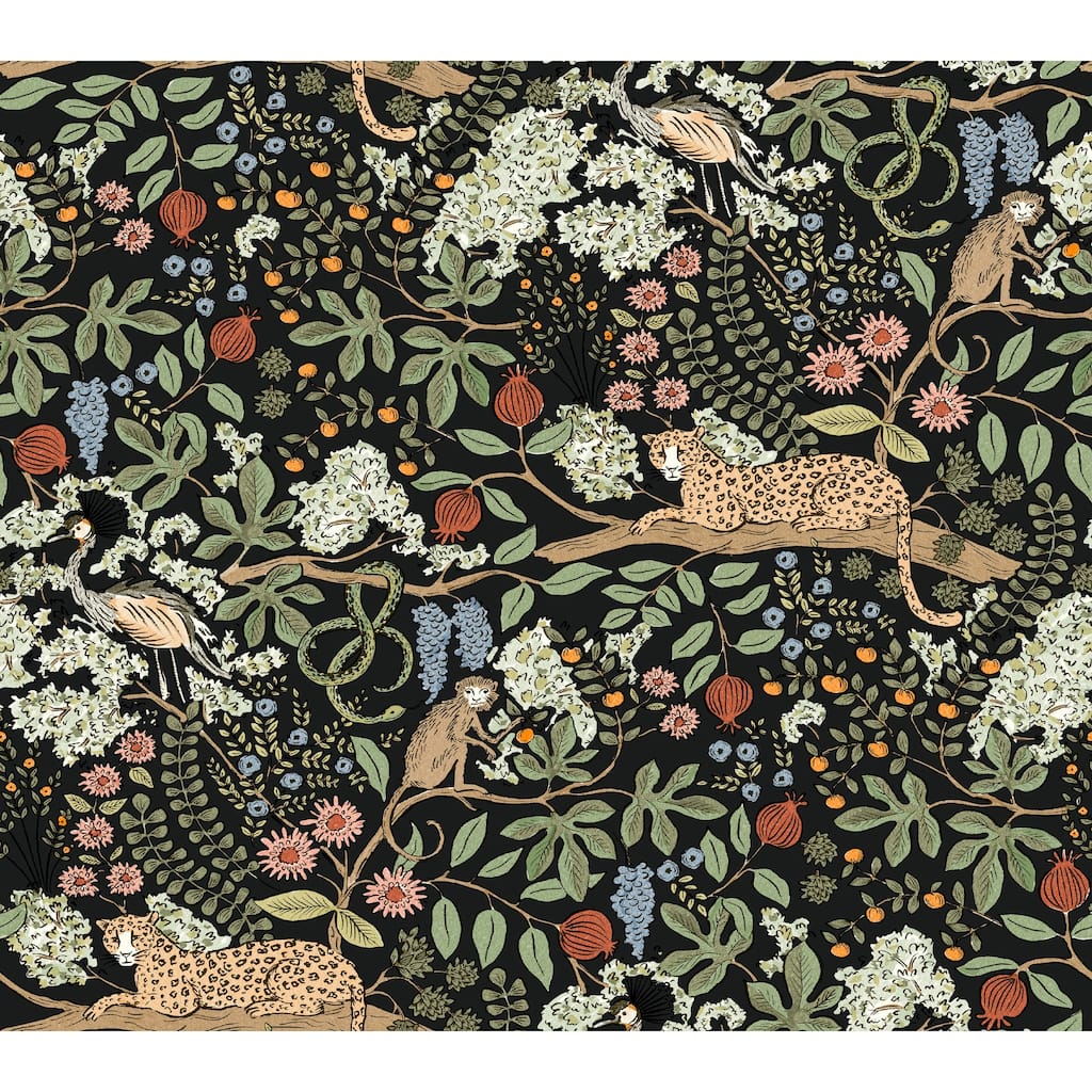 Rifle Paper Co. Safari Black Jungle Toile Premium Peel + Stick Wallpaper