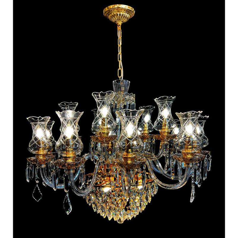 Vintage Crystal Chandelier Gold Pendant Chandelier 19 Lights
