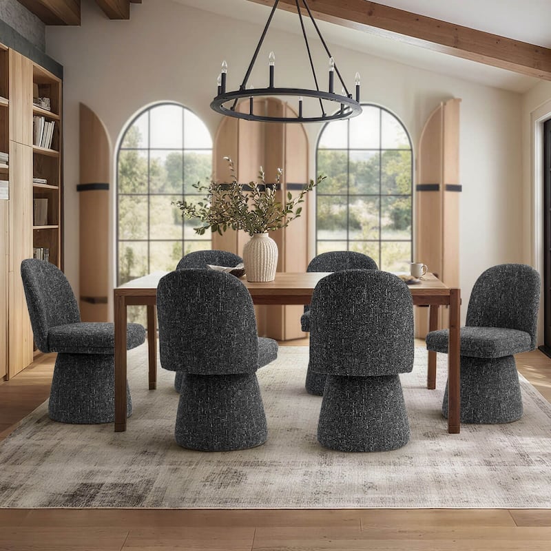 Upholstered Swivel Dining Chair(Set of 6)