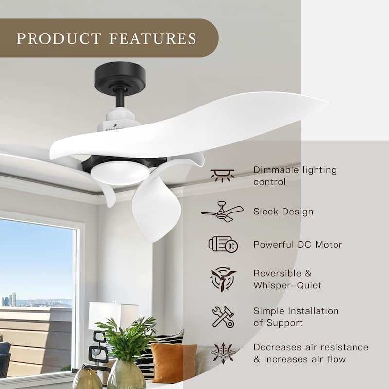 54" White Propeller ABS 3-blade Modern Outdoor Ceiling Fan with Light