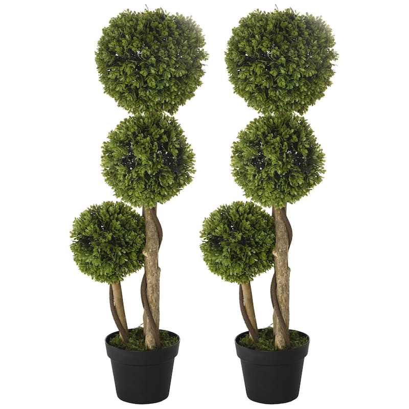 Set Of 2 3FT Artificial Tree Bamboo Tree Fake Plants in Pot For Home Office Living Room Decor, Green - Green
