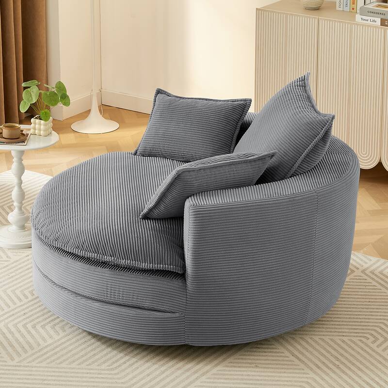 360° Swivel Accent Chair Round Barrel Chair, Living Room Oversized Single Sofa Chair Chaise Lounge Reading Sofa Armchair