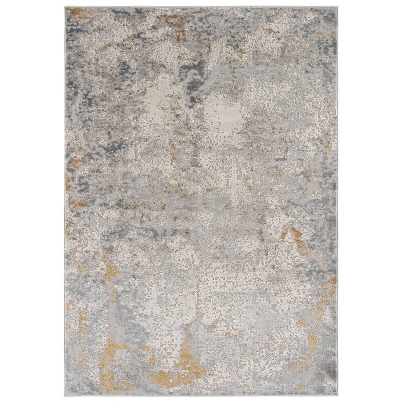 SAFAVIEH Palma Aradhana Modern Abstract Area Rug - Grey/Gold - 5'3" x 7'6"