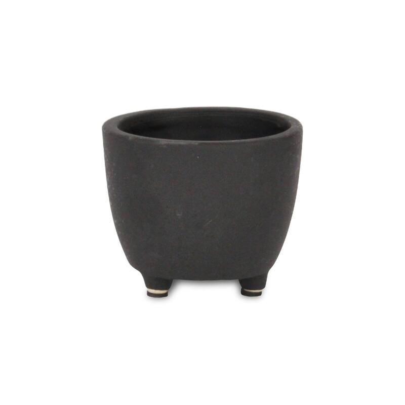 Parlo Raised Textured Round Ceramic Pot - Dark Gray - Small