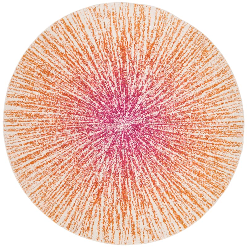 SAFAVIEH Evoke Coralee Abstract Boho Burst Rug - 3' Round - Fuchsia/Cream