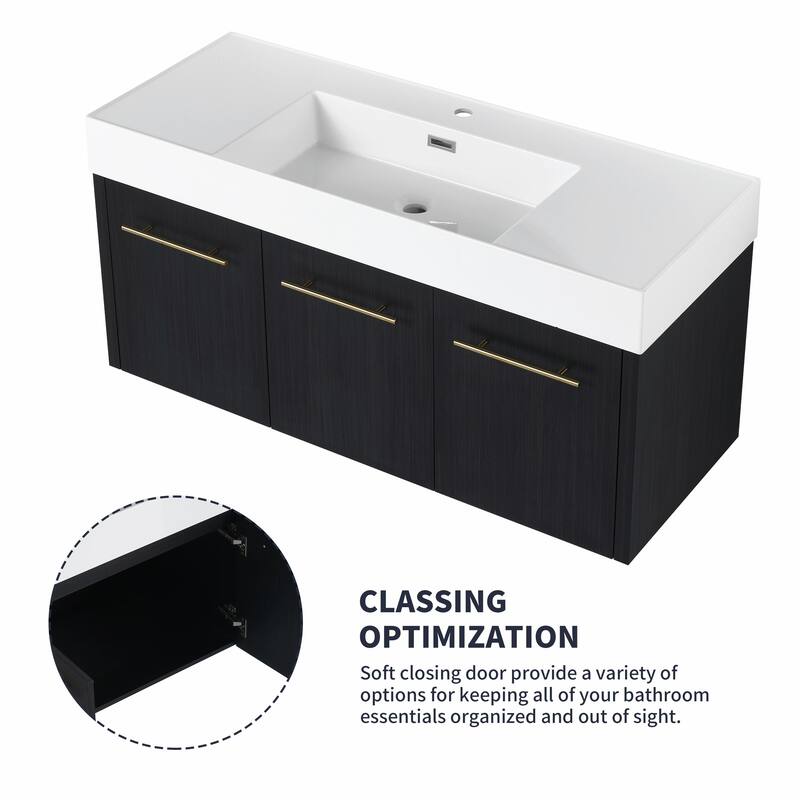 Wall-Mounted Bathroom Vanity with Thick-Edged Resin Basin Sink