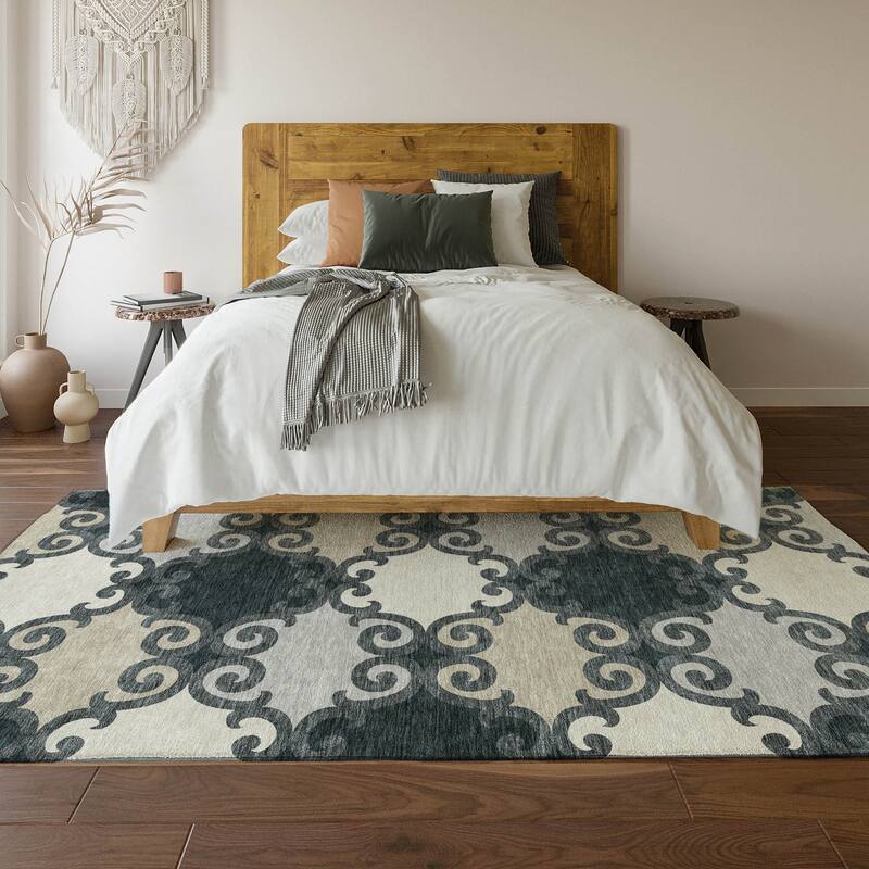 Premium Washable Super Soft Ornate Scroll Mayfield Rug