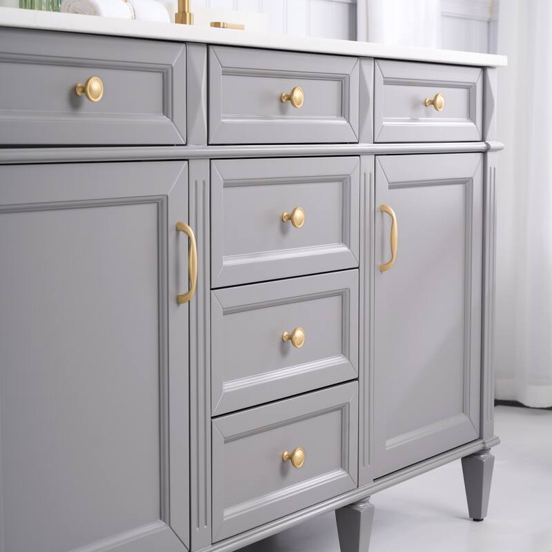 35''H Solid Wood Bath Vanity With Carrera White Quartz Top and Sink
