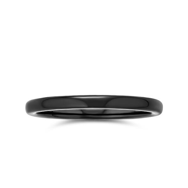 Bling Jewelry Thin Stackable Minimalist Simple Dome Couples Rose Gold Silver Black Plated Titanium 2MM Wedding Band Ring for Men Women
